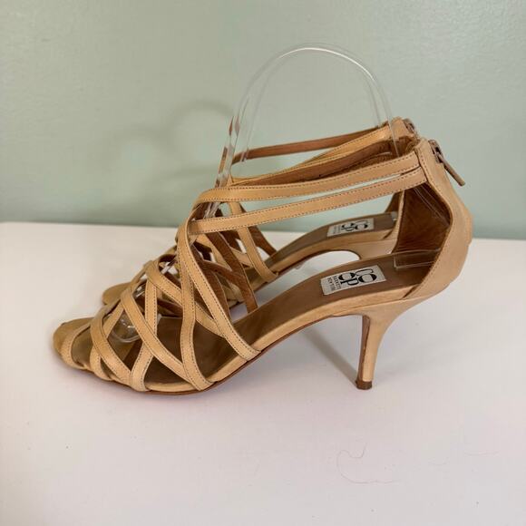 Co-op Barneys NY Stiletto Sandals 37 6.5 US Tan Leather Strappy Peep Toe ITALY - Picture 6 of 10
